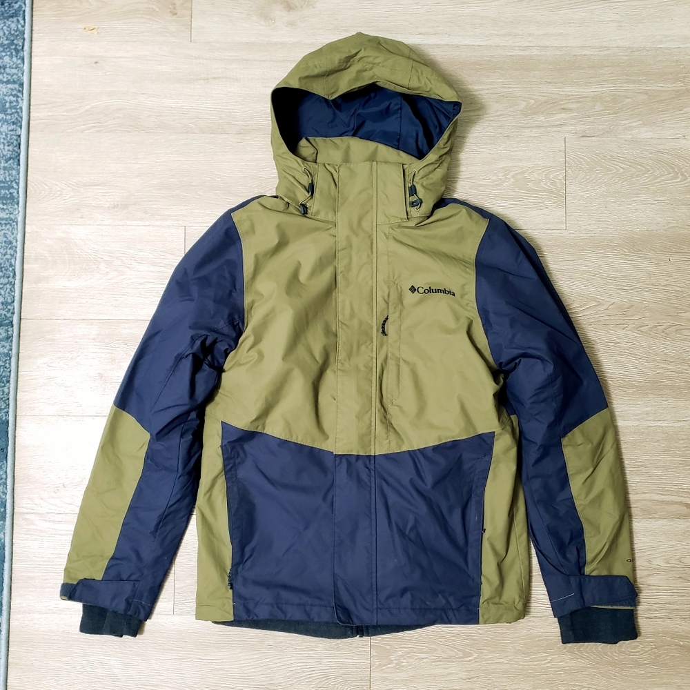 Men's Columbia OmniTech 3 in 1 waterproof jacket size XS blue green winter ski